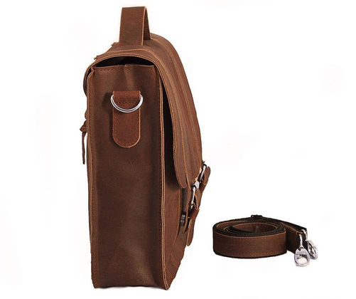 Skórzana torba na ramię BRØDRENE BL11XL ciemny brąz listonoszka - min. zamówienie 20 / 50 / 100 szt.