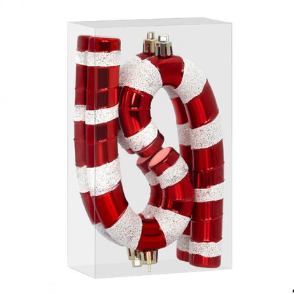 Ozdoba na choinkę 4 szt. lizak czerwono-biały 7 x 14 cm BSN73