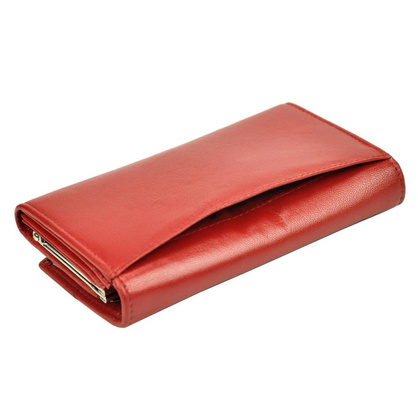 Duży, poziomy skórzany portfel damski z systemem rfid