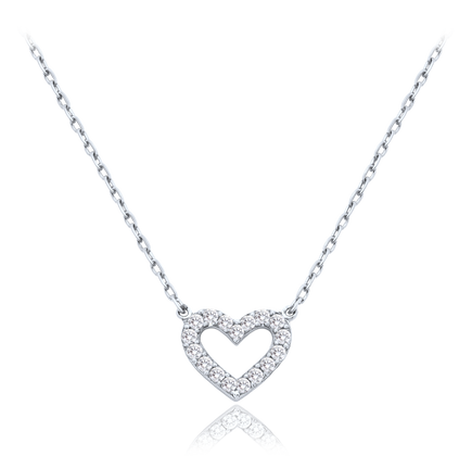 MINET Złoty naszyjnik z białego złota serce z białymi cyrkoniami Au 585/1000 1,65g