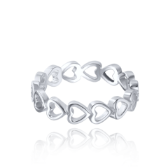 MINET Pierścień srebrny z serduszkami wielkość 13