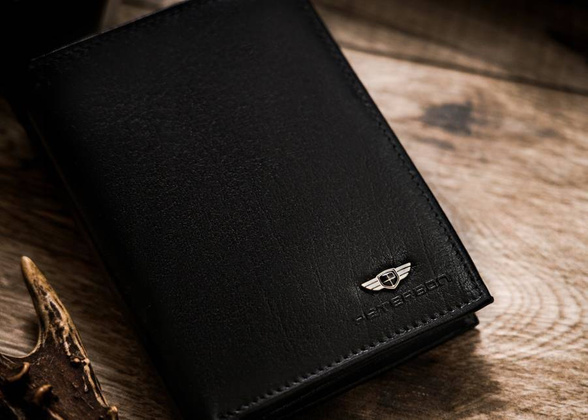 Portfel męski ze skóry z RFID Peterson Czarny