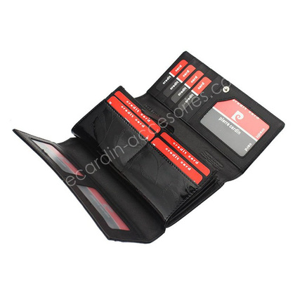 Portfel damski skórzany PIERRE CARDIN 02 LEAF 102 Czarny