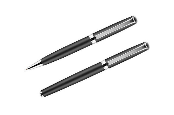 Elegancki zestaw piśmienniczy KEMER Czarno Srebrny