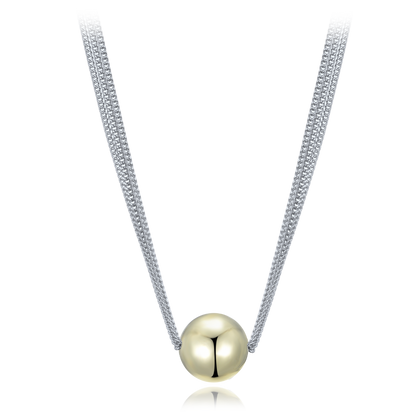 MINET Elegancki dwukolorowy srebrny naszyjnik z trzema łańcuszkami i kulką Ag 925/1000 10,70g