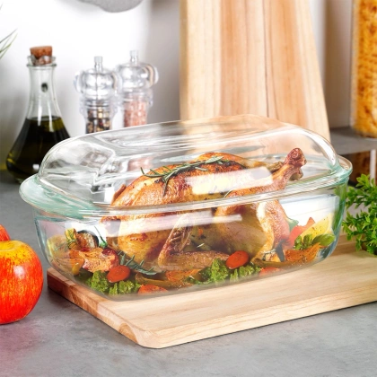 Naczynie żaroodporne z pokrywką szklane 3+1,5 l