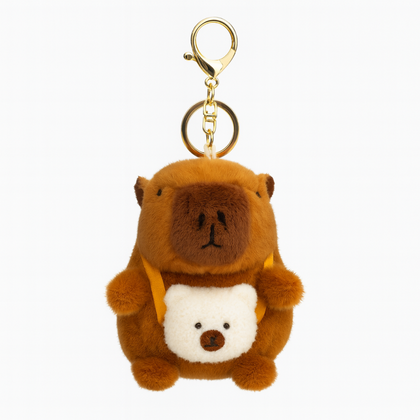 Brelok do kluczy pluszowa piszcząca Kapibara z torebką, LOSOWY KOLOR BRL387