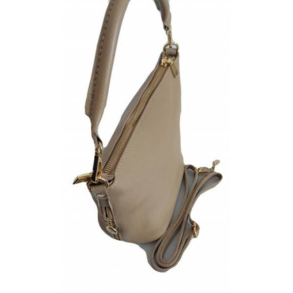 Włoska skórzana listonoszka, woreczek Vera Pelle , złote okucia Beżowa LPP22T