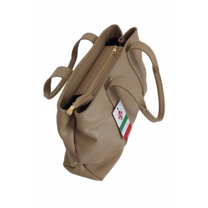 Duża piękna Włoska skórzana torba na ramię pojemna mieści XL ,Vera Pelle Beżowa VPA78T