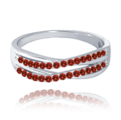 MINET Pierścien srebrny elegancki z czerwonymi cyrkoniami wielkość 17