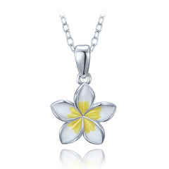 MINET Nowoczesny naszyjnik srebrny biały kwiat