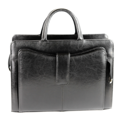 516 Skórzany Damski Kuferek Biznesowy - czarny KEMER