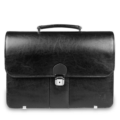 Skórzana aktówka teczka męska na dokumenty czarna - Pavone Nero Como 2270 BL