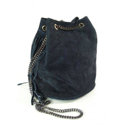 ZAMSZOWA LISTONOSZKA WOREK FRĘDZLE WŁOSKA SKÓRZANA GRANATOWA TOREBKA WL45BS