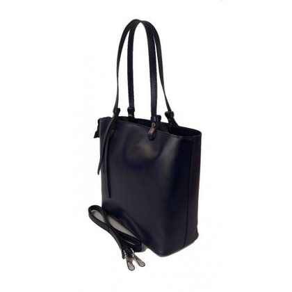 Torebka na ramię Vera Pelle ,Włoski skórzany kuferek format A4, Granatowa KM446BS