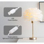 Elegancka lampa nocna stołowa z kloszem z białych piór ściemniacz 3 kolory świecenia na komode USB OZD12