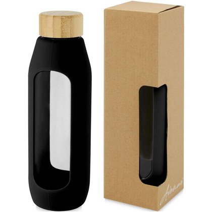 Tidan Butelka z borokrzemianowego szkła o pojemności 600 ml z silikonowym uchwytem