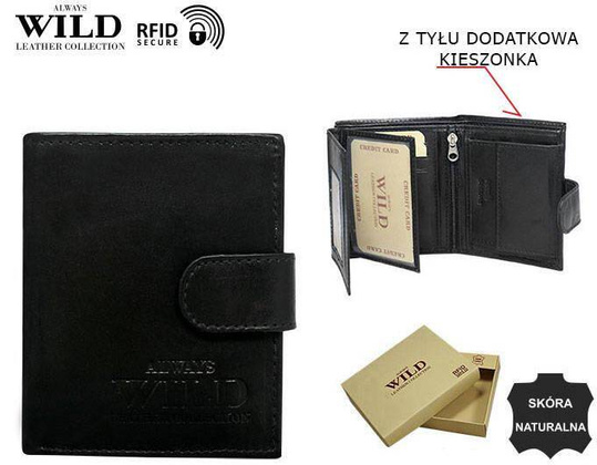 Elegancki, skórzany portfel męski na zatrzask