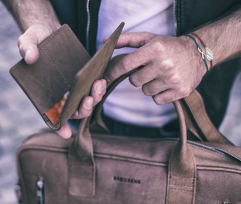 Slim wallet BRØDRENE SW05 super cienki portfel ze skóry czerwony - min. zamówienie 20 / 50 / 100 szt.