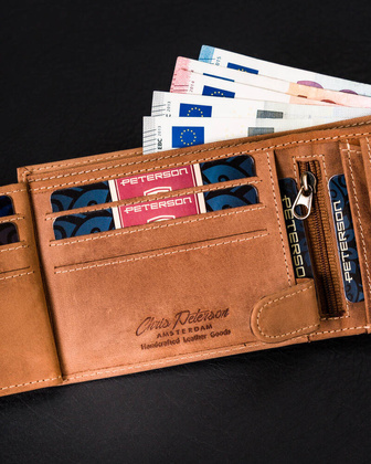 Klasyczny portfel meski z kieszonka na suwak