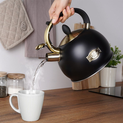 Czajnik z gwizdkiem stalowy czarny 3 l