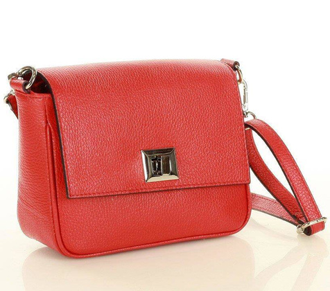 MARCO MAZZINI Torebka skórzana przez ramię crossbody classic flap czerwony - min. zamówienie 20 / 50 / 100 szt.