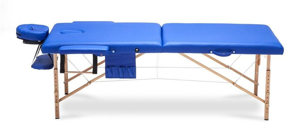 Stół, łóżko do masażu 2-segmentowe drewniane XXL Niebieskie
