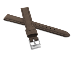 MINET Brązowy szyty skórzany pasek z miękkiego nubuku - 14