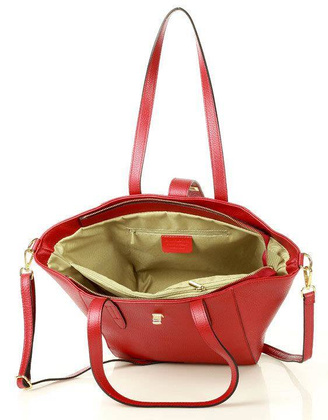 Torebka skórzana shopperka trepezowa na ramię - MARCO MAZZINI czerwony - min. zamówienie 20 / 50 / 100 szt.