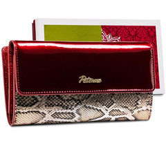 Lakierowany portfel damski z wężowym wzorem rfid