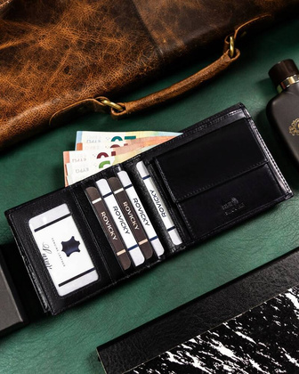 Duzy skorzany portfel meski bez zapiecia