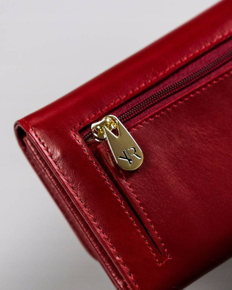 Duży, skórzany portfel damski na zatrzask z systemem rfid