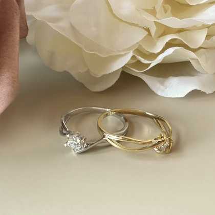 MINET Złoty pierścionek zaręczynowy z białego złota z białą cyrkonią Au 585/1000 rozm. 13 - 1,80g