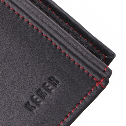 Portfel męski skórzany KEMER P4 LK Czarny / Czerwony - min. zamówienie 20 / 50 / 100 szt.