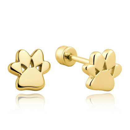 MINET Złote kolczyki na wkręt z łapkami Au 585/1000 1,80g