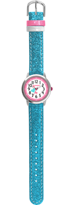 CLOCKODILE Błyszczący zegarek dziewczęcy turkusowy HEARTS