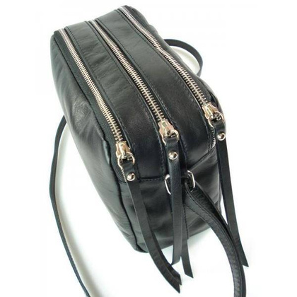 DUŻA LISTONOSZKA A5 TRZY KOMORY SKÓRZANA TOREBKA CZARNA VP333N