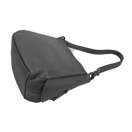 Miękka klasyczna torebka na ramię ,trzy komory ,Włoska skórzana Vera Pelle , Szara LB394G