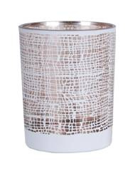 Świecznik szklany diamentowy biały duży