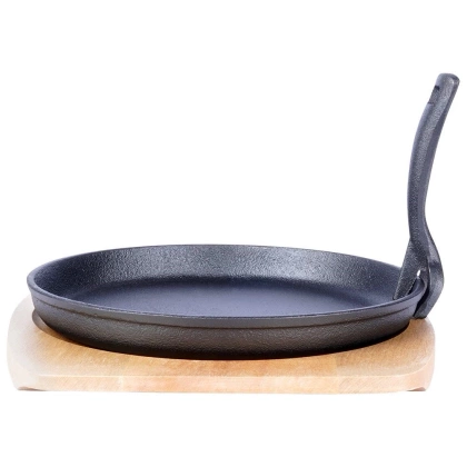 Patelnia żeliwna talerz żeliwny 22 cm z deską