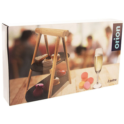 Patera 2-poziomowa drewniana kamienna 41x24x38,5 cm