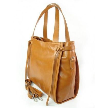 Duża włoska torebka Vera Pelle na ramię ,pojemna Camel WLB199C
