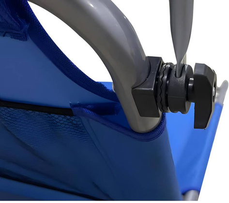 LEŻAK SKŁADANY PLAŻOWY Z DASZKIEM NA KÓŁKACH 112x62x60-90CM NIEBIESKI