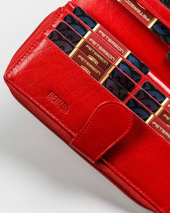 Duzy skorzany portfel damski na zamek i zatrzask