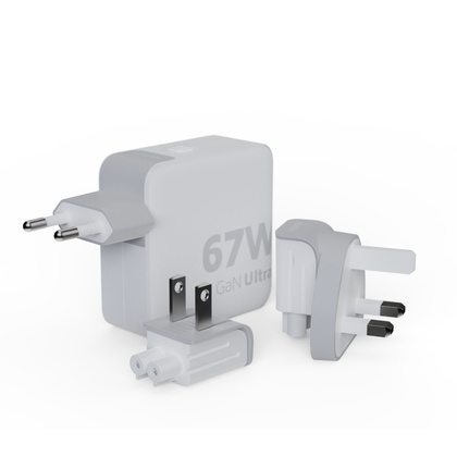 XTORM Ładowarka turystyczna 67W GaN +kabel USB-C PD biała