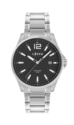 LAVVU Zegarek ze szkłem szafirowym NORDKAPP Black