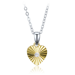 MINET Delikatny pozłacany srebrny naszyjnik serce z cyrkonią