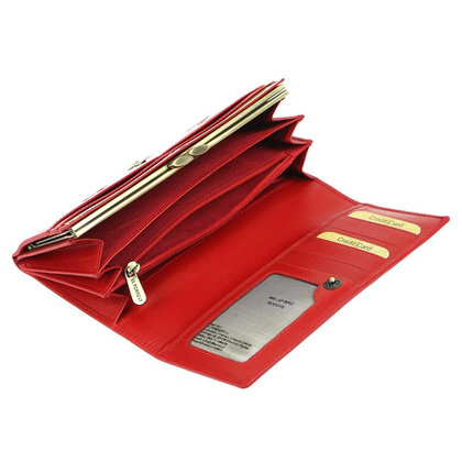 Duży portfel damski skórzany 946 47 RFID Czerwony