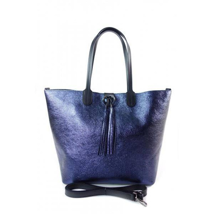 Duża torba Shopper Bag na ramię Vera Pelle  Blue  SB599BS KEMER