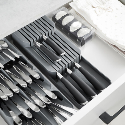 Organizer wkład do szuflady na noże kuchenne szary 39x14,5x7,5 cm